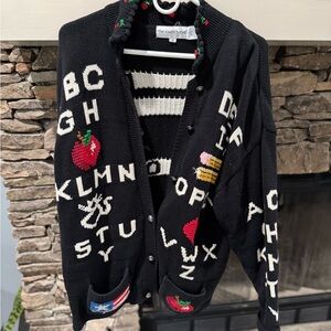 VTG the eagle’s eye ABC school teacher cardigan size M women